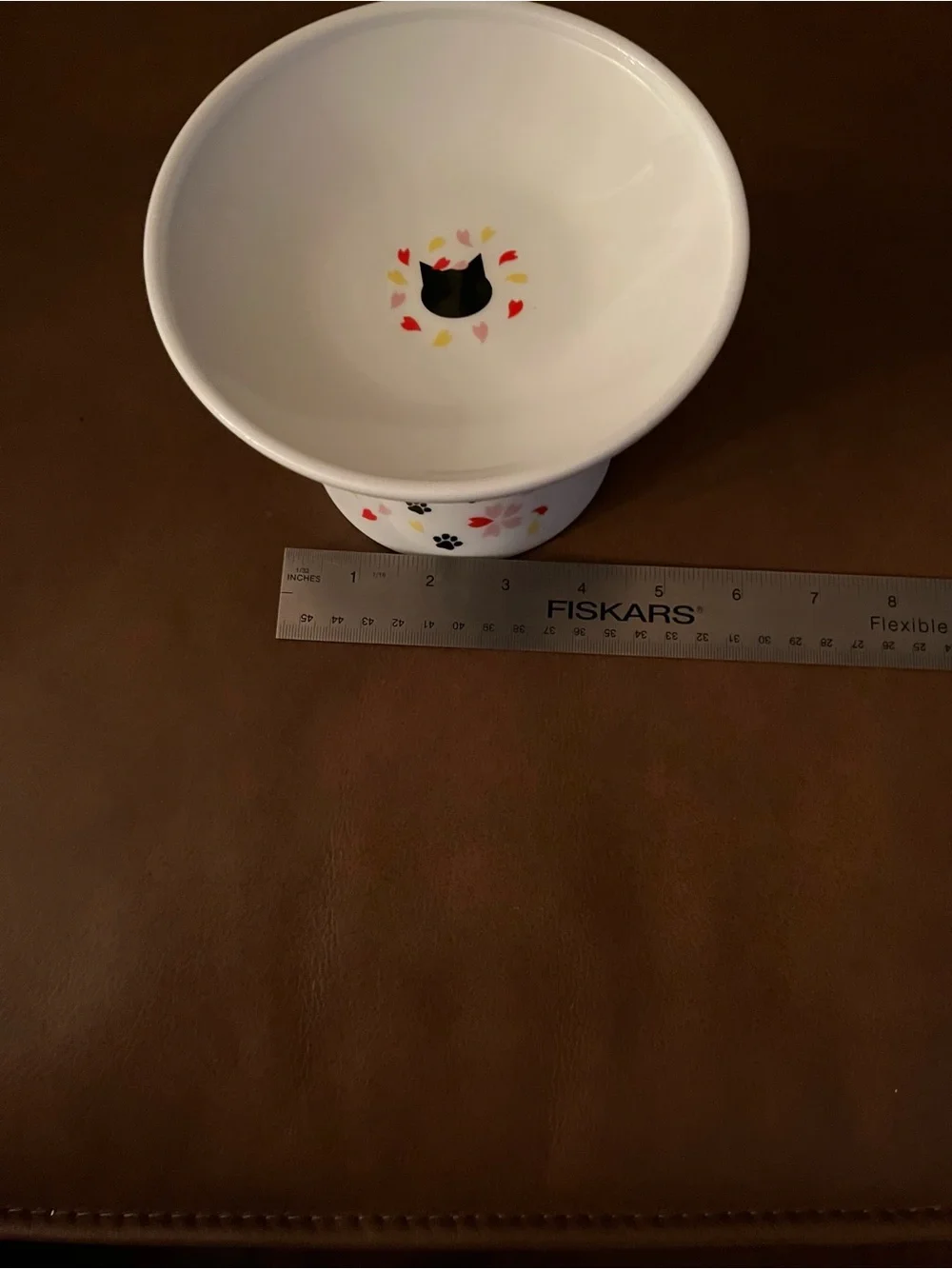 Necoichi Raised Ceramic Cat Bowl w/ Flowers - Picture 5 of 6